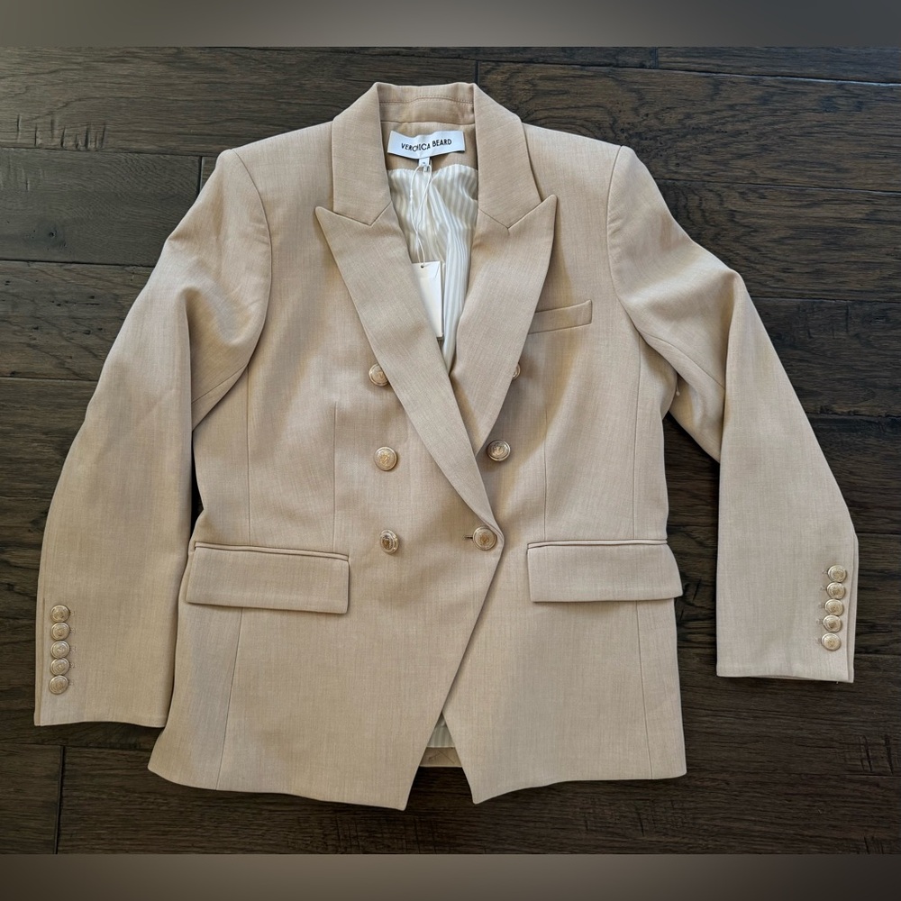 SOLD Veronica Beard Miller Dickey Blazer Crest Button Double-Breasted Size 16 - Picture 5 of 8